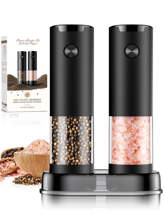 Electric Salt and Pepper Grinder Set Automatic Battery Pepper Mill Shakers Adjustable Coarseness Upgraded Larger Capacity with Led Home and Kitchen Appliances White Elephant Gifts for Women Men