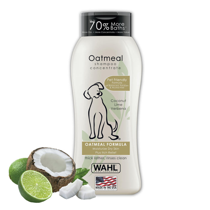 Wahl USA Dry Skin & Itch Relief Pet Shampoo for Dogs – Oatmeal Formula with Coconut Lime Verbena & Pet Friendly Formula, 24 Oz - Model 820004A