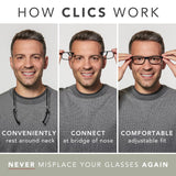 Clic XL Magnetic Reading Glasses (Wide Frame), Computer Readers, Replaceable Lenses, Executive XL, (XL-XXL, Grey, 2.50 Magnification)