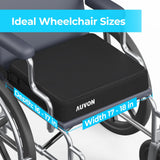 AUVON Cooling Gel Wheelchair Seat Cushion for Sciatica, Back, Pressure Sore and Ulcer Pain Relief, Breathable Memory Foam Chair Cushion with Waterproof Silk Fabric, Removable Strap, Anti-Slip Cover