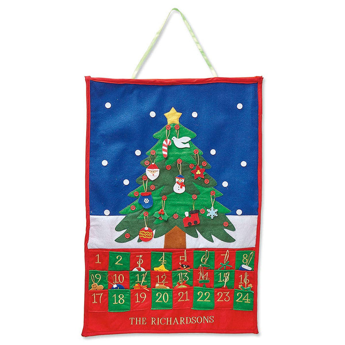 Lillian Vernon Christmas Tree Personalized Countdown Advent Calendar, Dated Pockets, 24 Felt Ornaments