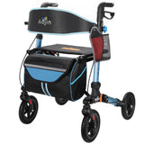 Aojin Rollator Walker for Seniors, Lightweight Foldable All Terrain Rolling Walker with seat, Aluminum Walkers with 8 inch Rubber Wheels, Handles and Backrest for Seniors and Adult