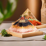 Orgonite Crystal Orgone Pyramid for Triple Health Protection with Black Tourmaline, Citrine and Rose Quartz – Positive Energy Generator for Healing, Wealth and Prosperity