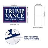 Trump Vance Yard Sign, Trump JD Vance 2024 Yard Sign,18×12 Inch Take America Back with H Stake Double Sided, Donald Trump Merchandise Yard Sign Display for President Outdoor Decorations Party Supplies