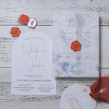 UNIQOOO Wax Seal Stickers - Eucalyptus Wedding Invitation Envelope Seal Stickers, 50 Pcs Self- Adhesive Terracotta Orange Stickers, Perfect for Invitation, Christmas, Gift Wrapping