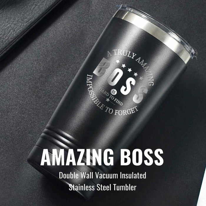 Onebttl Boss Gifts for Men, 20oz Engraved Stainless Steel Insulated Travel Mug, Perfect Boss Idea for Men/Male in Boss Day, Birthday, Christmas, Appreciation, Office