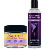 Velvet Rose Personal Lubricant (Water Based) & Enchanted Rose Vaginal Balm - Get One 8oz Bottle of Lubricant & One 2.3oz Jar of Vaginal Non Estrogen Cream from Intimate Rose
