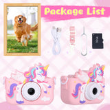 Envyvip Unicorn Toys Camera for Kids Girls Age 3-8, Toddler Kids Digital Camera Christmas Birthday Gifts for 3 4 5 6 7 8 Years Old Girl, Cute Selfie Video Camera, HD 1080P, 32GB SD Card Included, Pink