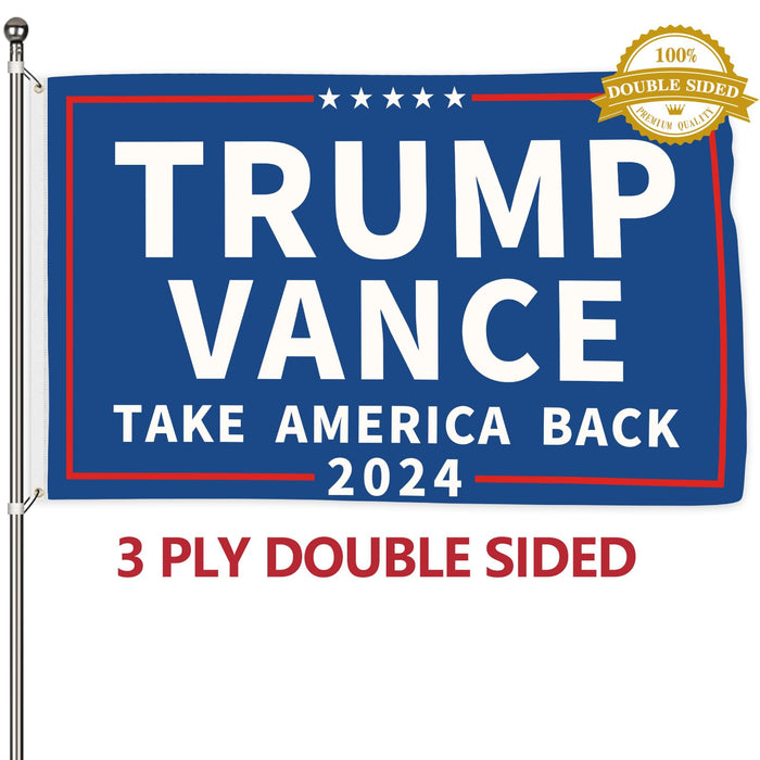 Probsin Trump Vance 2024 Flag 3x5 Ft Double Sided Trump Vance 2024 Take America Back MAGA Flag Party Supplies Yard Signs Hanging Poster for College Room Man Cave Welcome Photo Backdrop (Blue)