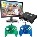 2 Pack Mini N64 Controller, kiwitatá Retro N64 Wired 64-bit Remote Game Upgraded Joystick Pad Controller for N64 Video Game Clear Blue & Green