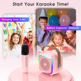 Mini Karaoke Machine for Kids, Portable Bluetooth Speaker with Wireless Microphone, Toys Gifts for Girls Ages 4, 5, 6, 7, 8, 9, 10, 11, 12+ Year Old Birthday Gift Parties Christmas (Pink 1 Mic)