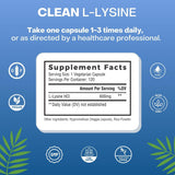 Natural Cure Labs Clean L-Lysine 600mg, 120 Capsules | Vegan, Non-GMO, & Gluten Free