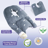 HOMCA Face Down Pillow After BBL or Eye Surgery - Home Massage Pillow Face Down for Bed, Stomach Sleeping Pillow with CertiPUR-US Certified Memory Foam and Removable Cover