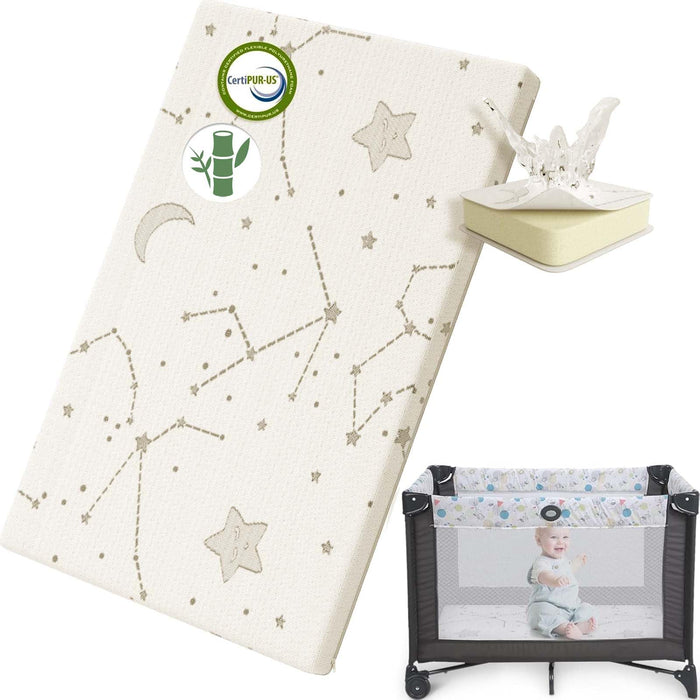 YENING Bamboo Pack and Play Mattress Pad Breathable 38x26 Waterproof Baby Mattress for Pack N Play Matress Topper Waterproof