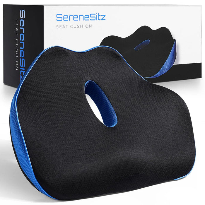 SERENESITZ Serene Sitz Orthopedic Seat Cushion, Serensitz Orthopedic Seat Cushion, Ergonomic Memory Foam Seat Cushion for Office Chair Cushion, Car Seat, Airplane, Sciatica & Back Pain Relief (Navy)