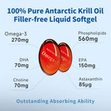 NYO3 Antarctic Krill Oil 1000mg Omega 3 Supplement 90 Softgels EPA & DHA, 100% Pure Krill Oil with Astaxanthin and High Phospholipids Laboratory Tested