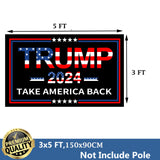 Trump 2024 Flags 3x5 Outdoor Double Sided- Take America Back Donald Trump Black Flag Banner Heavy Duty 3 Ply for President Flag 4 Rows Stitched with 2 Brass Grommets