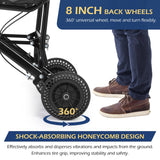 Dyna-Living Lightweight Folding Transport Wheelchair with Handbrakes Portable Travel Wheelchair for Seniors and Adults with Honeycomb Tires and Double-Sided Travel Bag (Only 16.7 LBS, Holds 220 LBS)