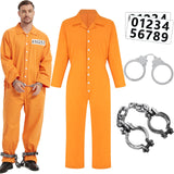 ZeroShop Halloween Costume for Men Prisoner Jumpsuit Jail Convict Jailbird Orange Outfit and Accessories,M