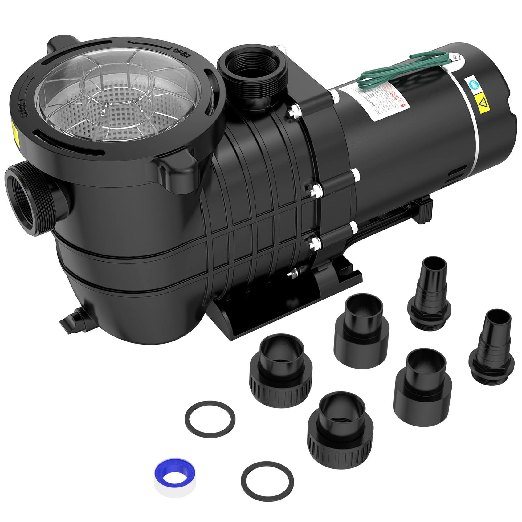 Seeutek 1.5 HP Pool Pump for Above Ground & Inground Pools – 6600 GPH
