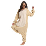 NAITOKE Adult Animal Onesie Halloween Costume Cosplay One-Piece Pajamas Women Man Teens Khaki