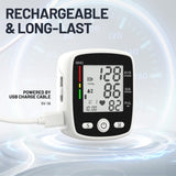 Blood Pressure Monitor Digital BP Monitor Rechargeable BP Machine with 2x99 Readings Memory Large LCD Display Voice Broadcast Portable Carrying Case