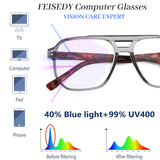 FEISEDY Retro Aviator Reading Glasses Women Men Blue Light Blocking Reader Plastic Lightweight Frame B0071(Grey,3.0x)