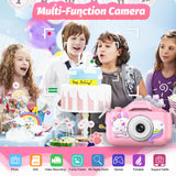 Goopow Kids Selfie Camera Toys for Girls Age 3-9, Digital Video Camera Toy with Protective Cover,Christmas Birthday Festival Gifts for 3-9 Year Old Girls Boys- 32GB SD Card Included (DC-H21-PINK)