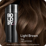 BOLDIFY Hair Fibers (56g) Fill In Fine and Thinning Hair for an Instantly Thicker & Fuller Look - Best Value & Superior Formula -14 Shades for Women & Men - LIGHT BROWN