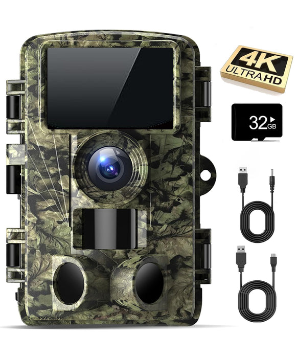 Dargahou Trail Camera - 4K 48MP Game Camera with Night Vision, 0.05s Trigger Motion Activated Hunting Camera, IP66 Waterproof, 130 Wide-Angle with 46pcs No Glow Infrared LEDs for Outdoor Wildlife