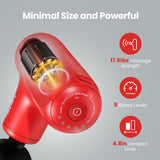 HEYCHY Super Mini Massage Gun,4.8IN Small Travel Pain Relief Handheld Portable Massager,Full Body Recovery & Relief for Outdoors,USB Charging,5 Speeds,Gifts for Men&Women (Red)