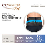 Copper Fit Unisex Adult Pro Back Belt Compression Brace Cummerbund, Black, 2XL 3XL US