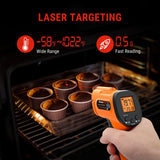 ThermoPro TP30 Infrared Thermometer Gun, Laser Thermometer for Cooking, Pizza Oven, Griddle, Engine, HVAC, Laser Temperature Gun with Adjustable Emissivity & Max Measure -58°F ~1022°F (Not for Human)