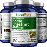 NusaPure Horse Chestnut 6000mg 180 Veggie Caps Non-GMO, Gluten Free Extract, Vegan, Extract 20:1, BioPerine, Calendula Flower