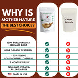 USDA Organic Red Maca Root Powder, Raw, Vegan, Hormone Regulation, Great Pre-Workout, Muscle Mass Gain, Non-GMO (1lb)