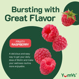 YumVs Biotin Gummies 5000mcg - Luscious Raspberry Flavor - Thicker Faster Hair Growth Gummies for Women or Men - Hair, Skin & Nails Vitamins - Hair Gummies - Vegetarian Biotin Supplement (60 Ct., 2pk)