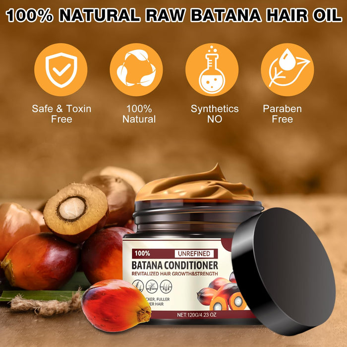 BATANA Oil for Hair Growth, Botanix Batana Natural Hair Growth Oil,100 Percent Pure Batana Oil, Batana Oil Organic Raw, Batana Miracle Hair Loss Oil, Repairs Damaged Hair, Leaves Hair Smoother 2PCS