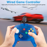 KIWITATA Mini Game Controller for N64 Console, Classic Retro N64 Wired 64-bit Remote Controller Upgraded Joystick Gamepad Replacement Clear Blue