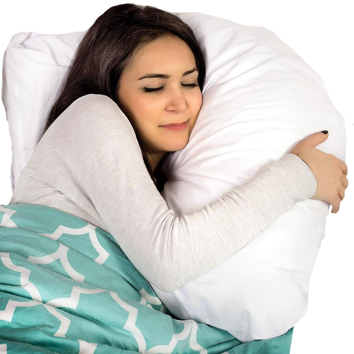 DMI Body Pillow, Side Sleeper Pillow and Pregnancy Pillow with Contoured Support to Eliminate Neck, Back, Hip, Joint Pain and Sciatica Relief with Removable Washable Cover, Firm, U Shape Neck Pillow