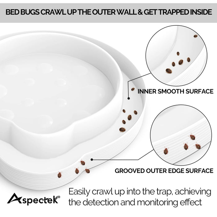 ASPECTEK Bed Bug Trap, Bed Bug Interceptor-Pack of 8. Insect Trap, Safe Eco Friendly, Bed Bug Eliminator (White)