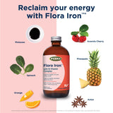 FLORA Iron with B-Vitamin Complex - Helps Maintain Healthy Iron Levels - Non-Constipating, Highly Absorbable - Vitamin-B & Liquid Iron - Vegan Supplement - Yeast & Gluten Free, 15-oz. Glass Bottle