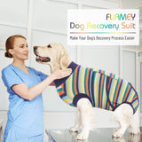 FUAMEY Recovery Suit for Dogs After Surgery,Soft Breathable Dog Bodysuit E-Collar & Cone Alternative Surgical Suit,Male Female Dog Neuter Spay Suits Anti Licking Wounds Onesie Dark Blue Stripes XL