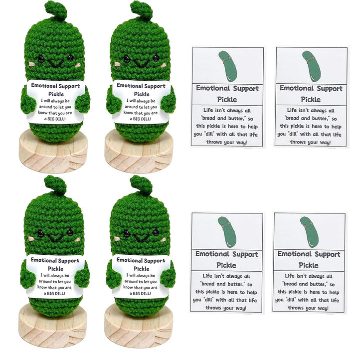 utosday Handmade Emotional Support Pickled Cucumber Gift, Cute Crochet Christmas Pickle Knitting Doll Ornaments, Funny Reduce Pressure Pickle Toy (4pcs)