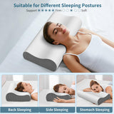 Neck Pillow Cervical Pillow for Pain Relief, Contour Memory Foam Pillows Ergonomic Pillow for Sleeping Bed Pillow Neck Support with Cooling Pillowcase Orthopedic Pillow for Side Back Stomach Sleepers