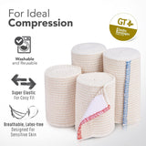 GT USA Organic Cotton Elastic Bandage Wrap (3 Wide, 3 Pack) | Hook & Loop Fasteners at Both Ends | Latex Free | Hypoallergenic Compression Roll for Sprains & Injuries