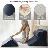 Ganaver 4 Pcs Orthopedic Bed Wedge Pillow Set – Post Surgery, Relaxing, Back & Adjustable Head Support Cushion – Triangle Memory Foam Pillow for Acid Reflux, Sleeping, Reading, Snoring (Navy)