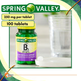 Spring Valley Vitamin B1 (Thiamine) 250mg Tablets, Supports Energy Production & Healthy Metabolism*, Helps Break Down Fats & Protein + Includes Venancio’sFridge Sticker (100 Count)