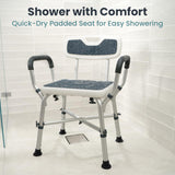 PELEGON Shower Chair (450lb) with Padded Armrests and Back, Shower Chair for Elderly and Disabled, Adjustable Height Shower Seat, Heavy Duty Shower Chair for Inside Shower, Handicap Shower Chair- Teal