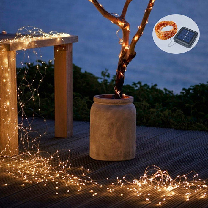 Solar String Lights Outdoor, 2 Pack 144FT 400 LED Solar Christmas Twinkle Lights Outside Waterproof Copper Wire with 8 Modes Solar Fairy Lights for Garden Tree Birthday Christmas Decor(Warm White)