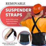 QIBODA Plus Size 2XL/3XL Work Back Brace with 2 Removable Suspender Straps, Back Posture Corrector for Heavy Lifting Safety Protector, Back Support Belt for Men Women in Construction, Warehouse Jobs